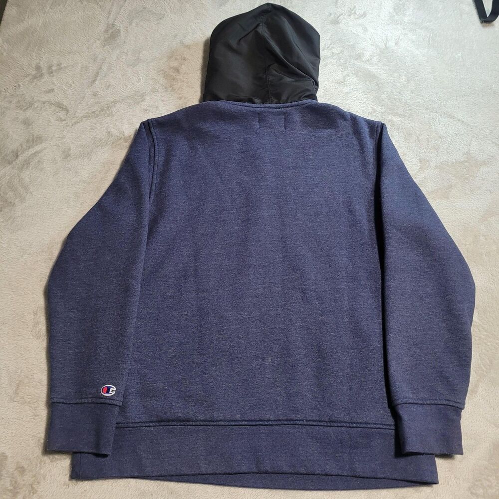 Champion Hoodie Mens Large Blue Black 1/2 Zip Fleece Pullover Pockets Athletic - Picture 11 of 12